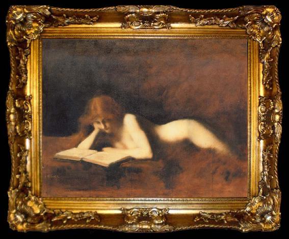 framed  Jean-Jacques Henner Woman Reading, ta009-2